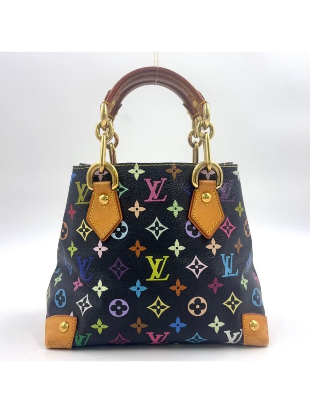 Louis Vuitton Audra Monogram Multicolor Noir Leather Brown Black Handbag Gold